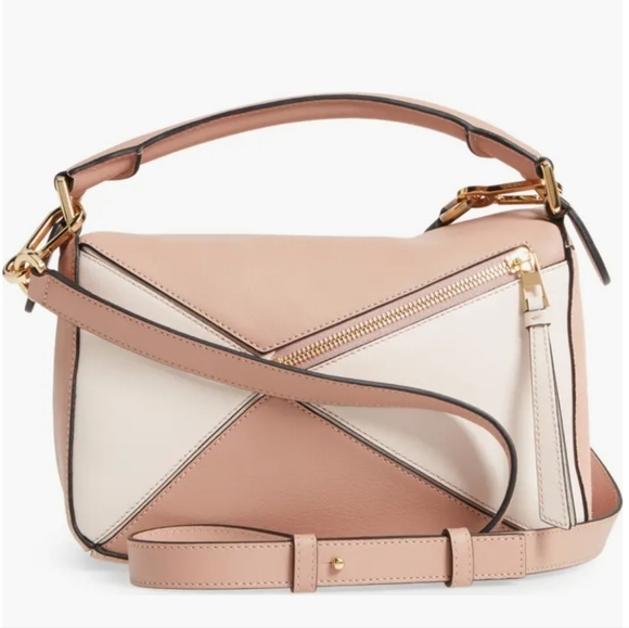 MSRP $4800 Like New! Loewe Small Puzzle Bag Pink Tricolor Leather & Suede - Picture 3 of 16